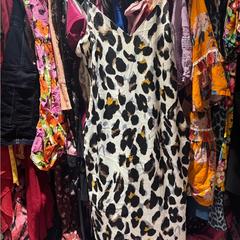 superdown Black and White Animal Print Midi Dress